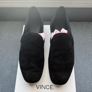 VINCE Bray Kid Black Suede Loafers 7